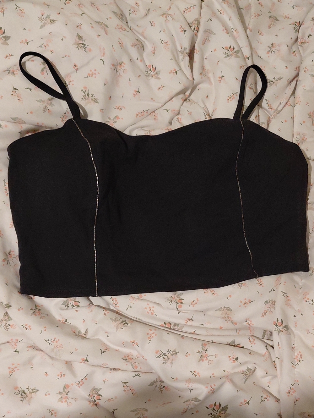 JoyLab Black Cropped Bustier Tank with Thin Straps
